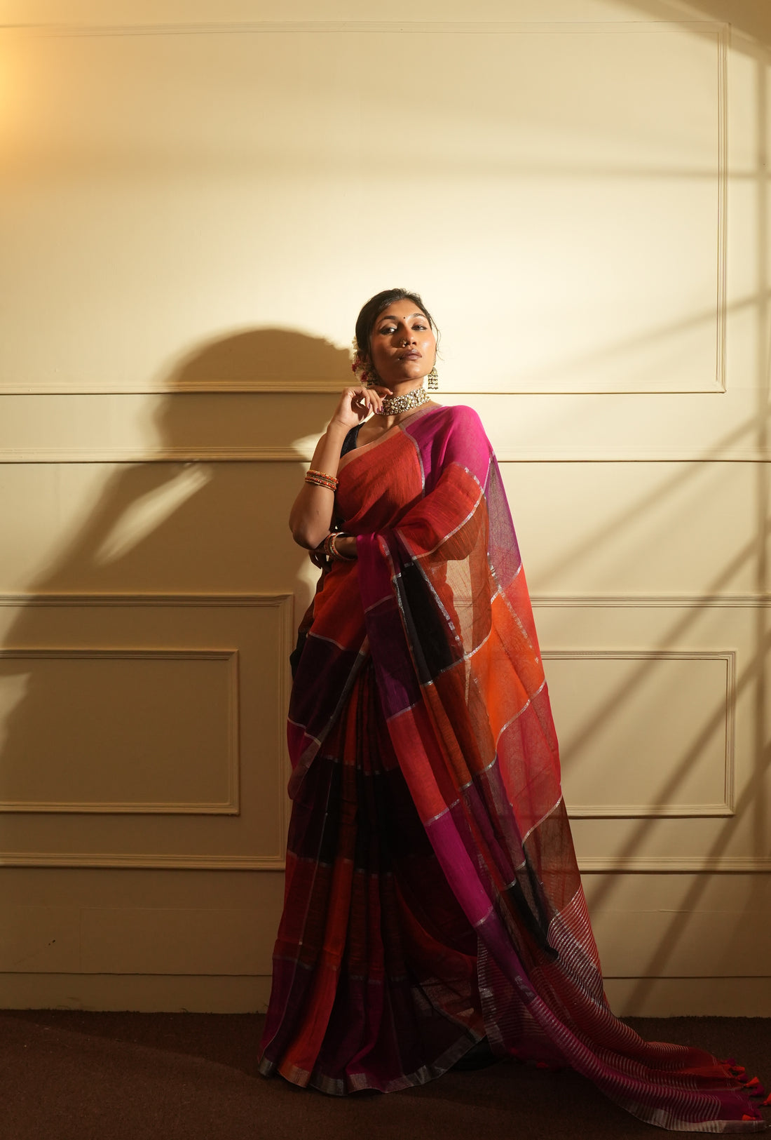 Rangdhaaga Sanjh Linen Saree - By Shreya