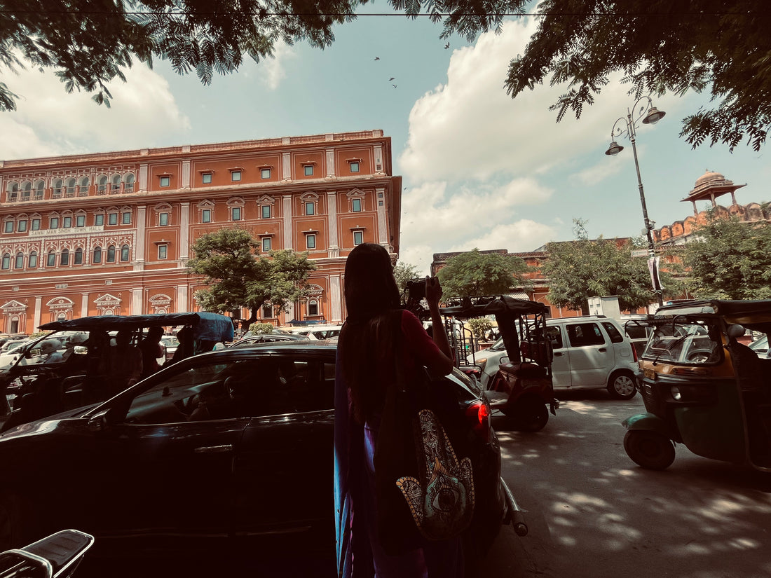 RangDhaaga purple with pink border Sequence cotton saree