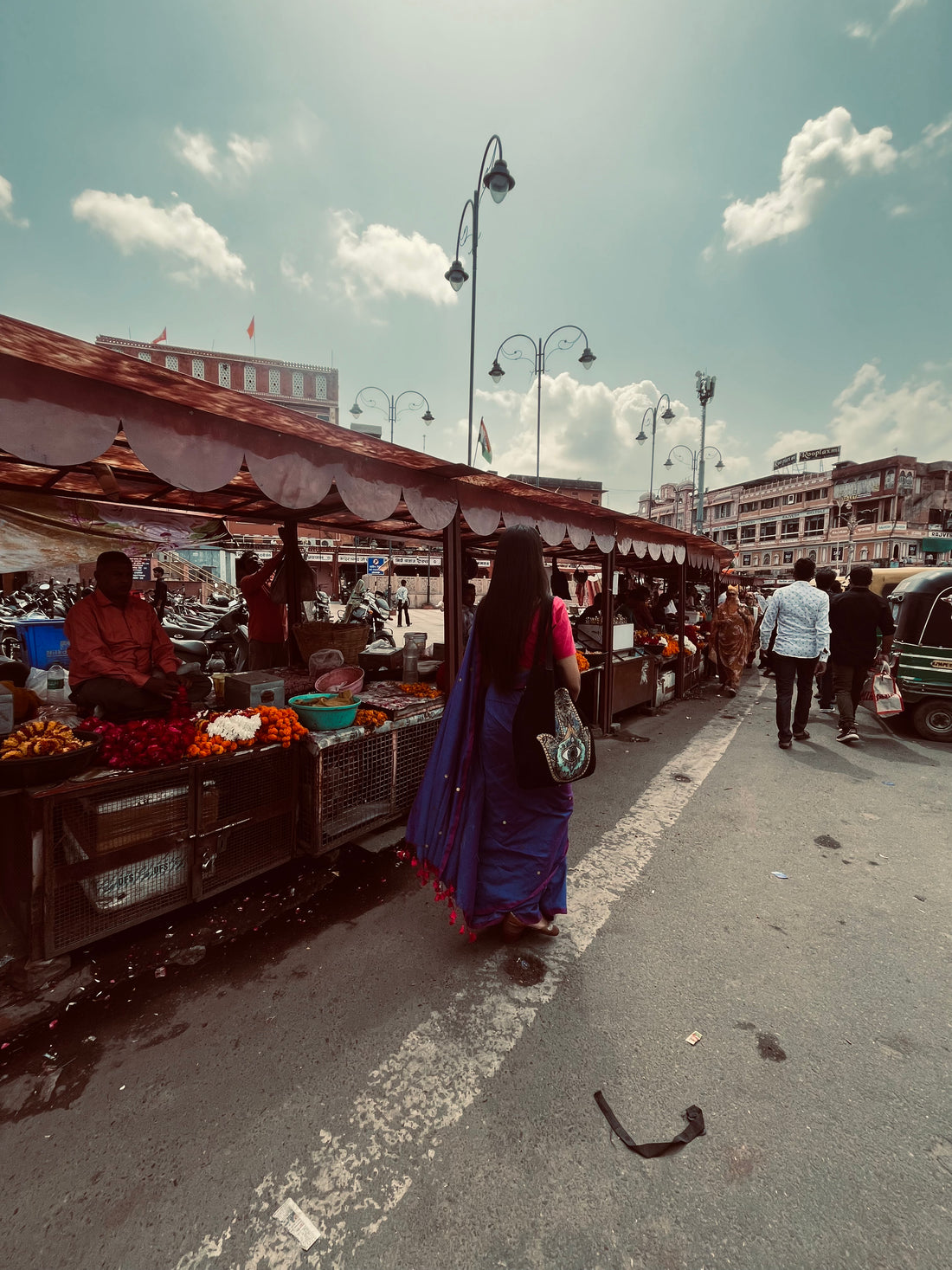RangDhaaga purple with pink border Sequence cotton saree
