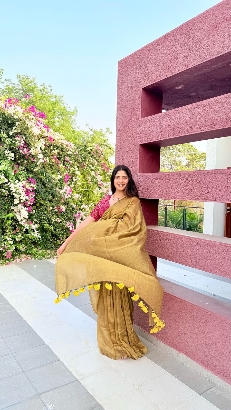 RangDhaaga Mustard cotton Saree