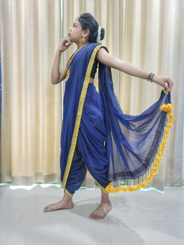 Rangdhaaga Blue Zari Mulmul Cotton Saree by Mrunal