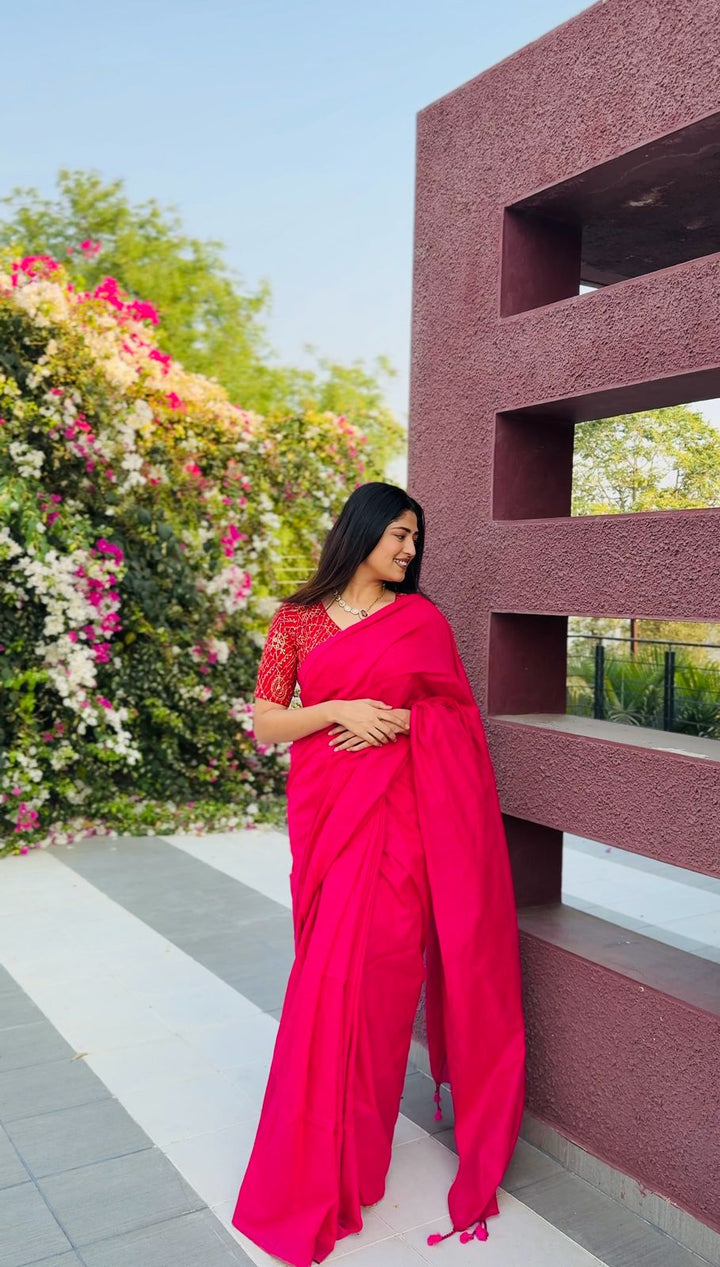 Rangdhaaga Rani pink Cotton Saree