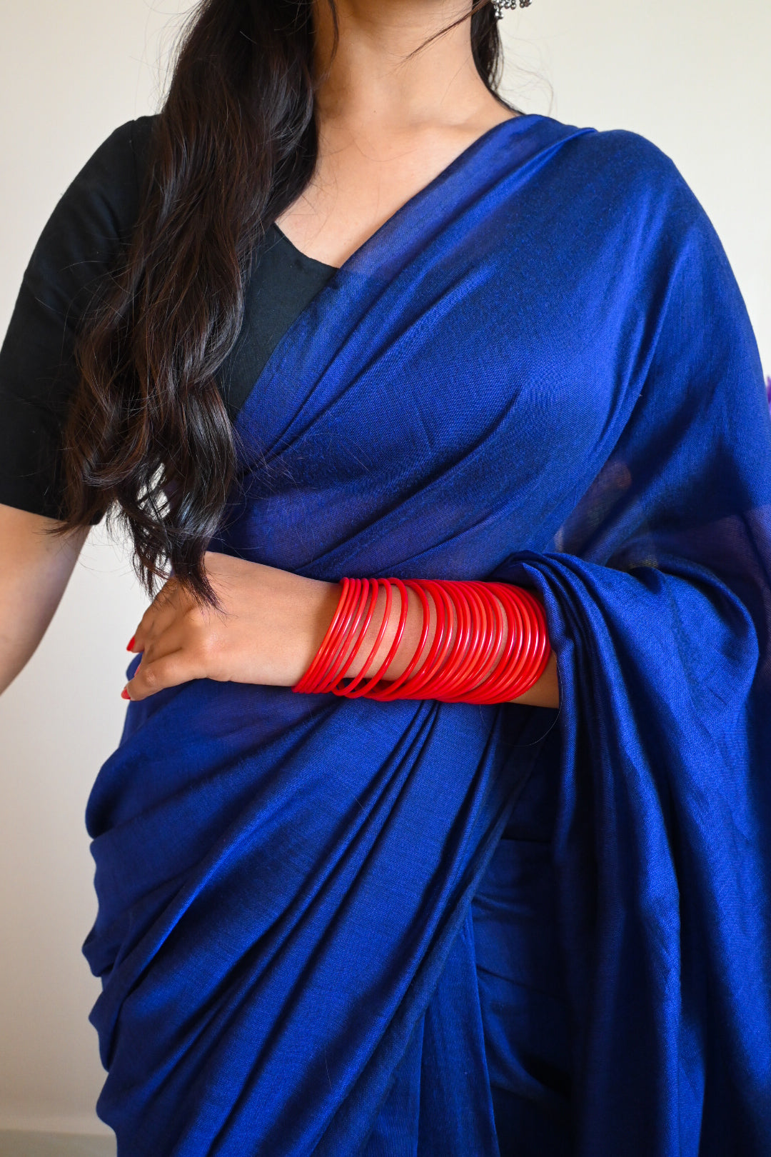 RangDhaaga Navy Blue cotton Saree