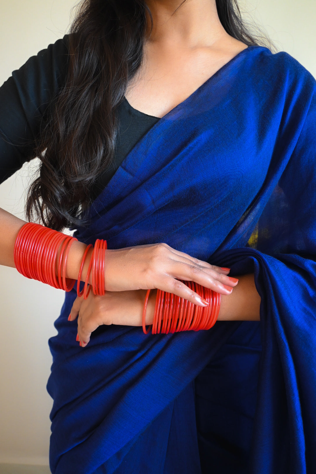 RangDhaaga Navy Blue cotton Saree