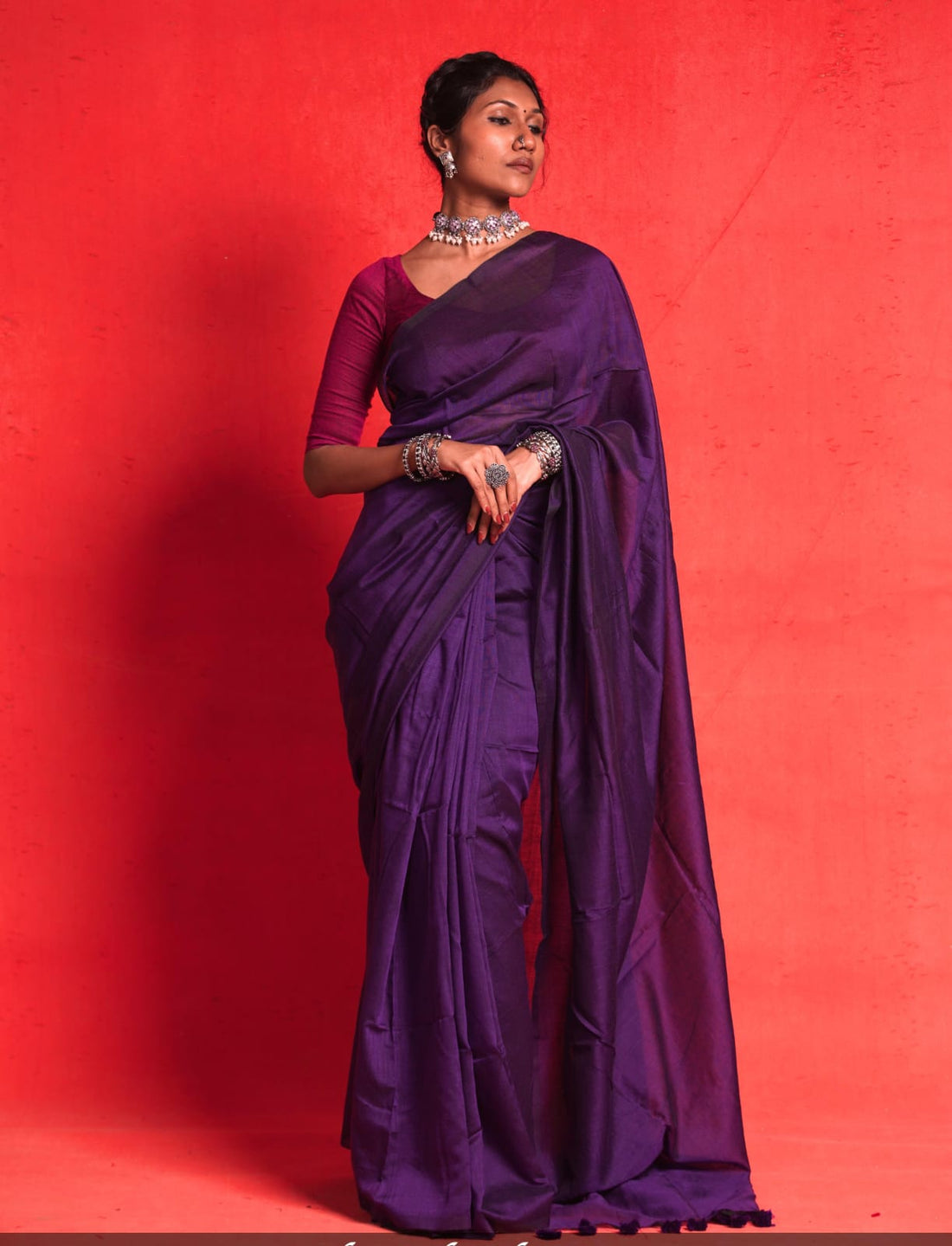 RangDhaaga Violet cotton Saree