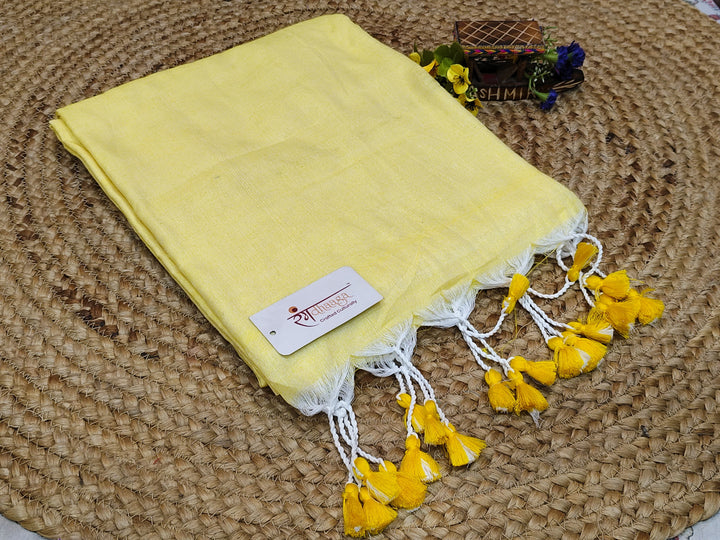 Rangdhaaga Light Yellow Cotton Saree