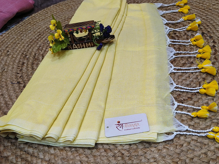 Rangdhaaga Light Yellow Cotton Saree