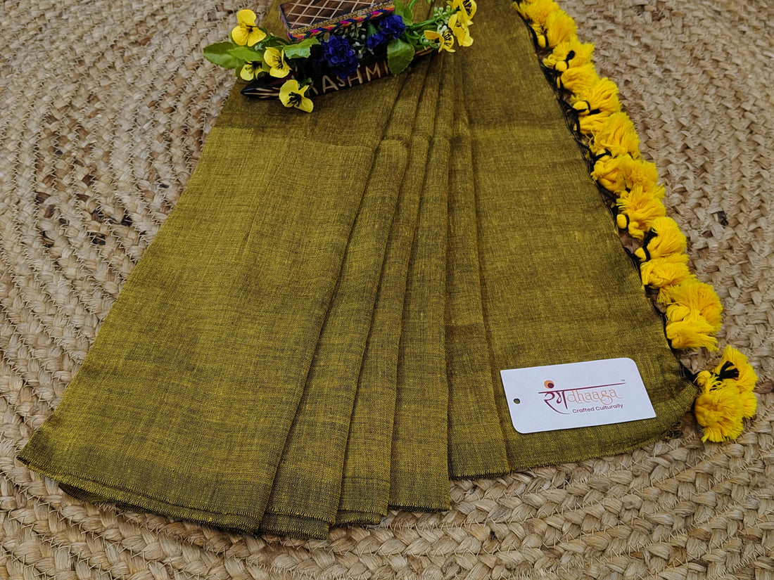 RangDhaaga Mustard cotton Saree