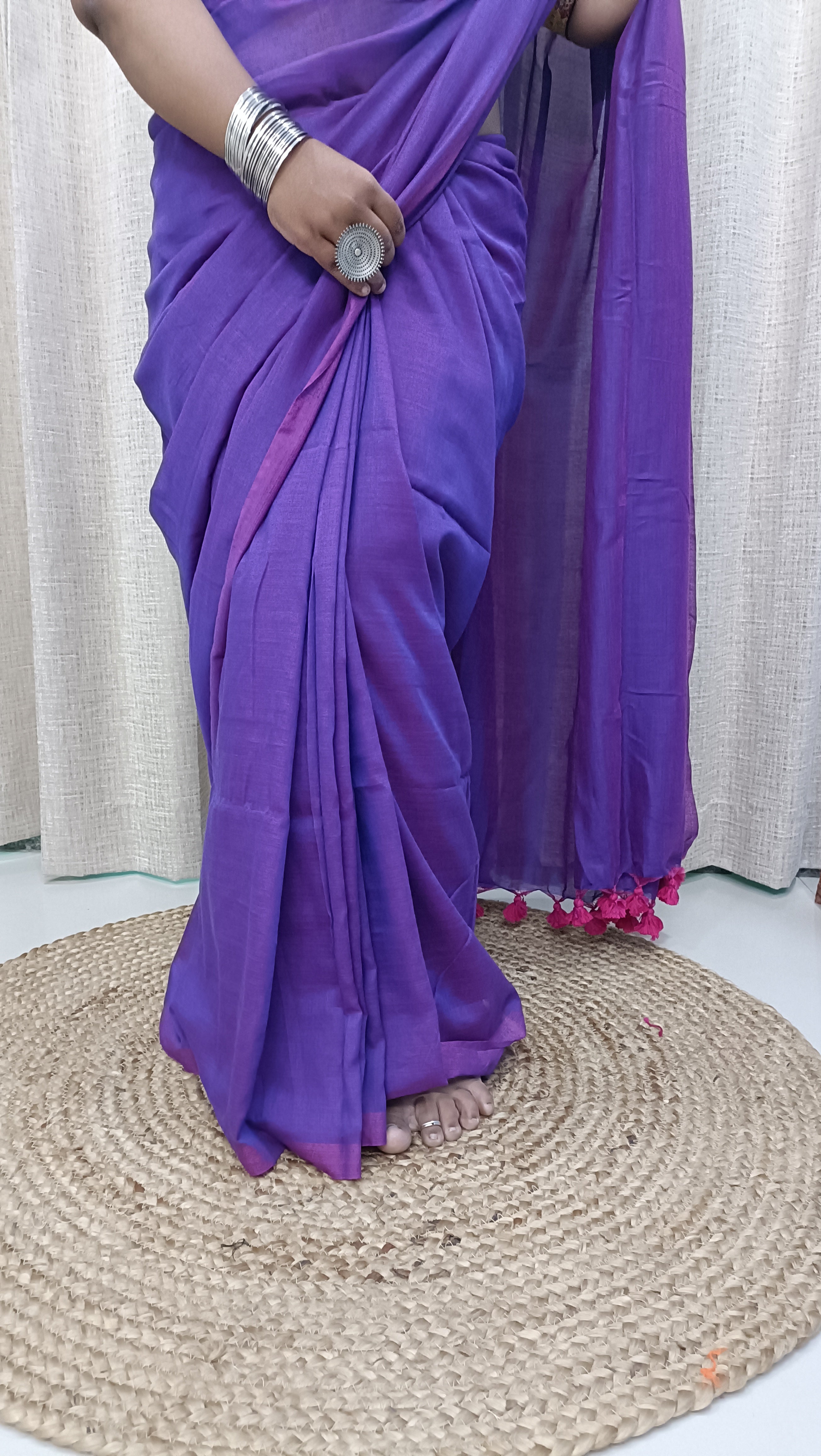 RangDhaaga purple Cotton saree