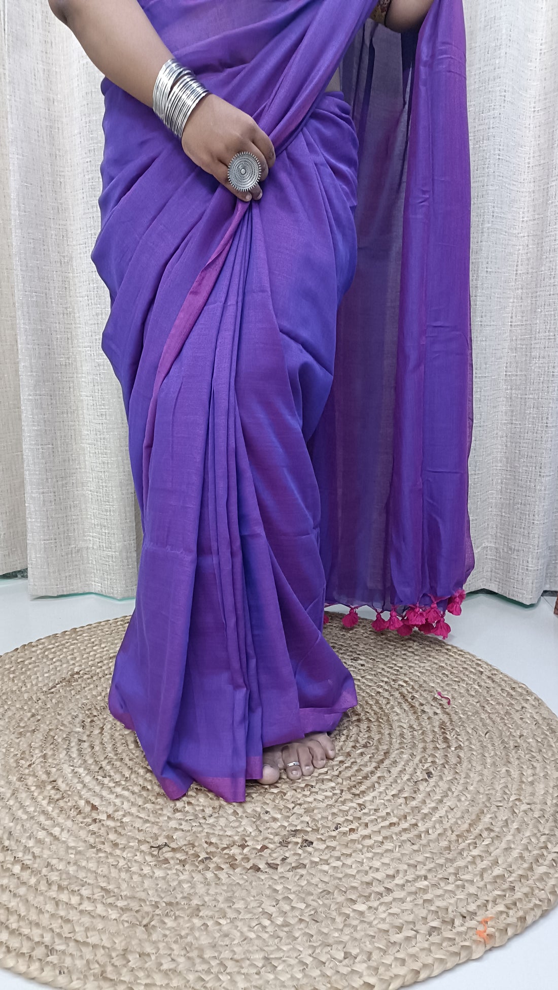 RangDhaaga purple Cotton saree