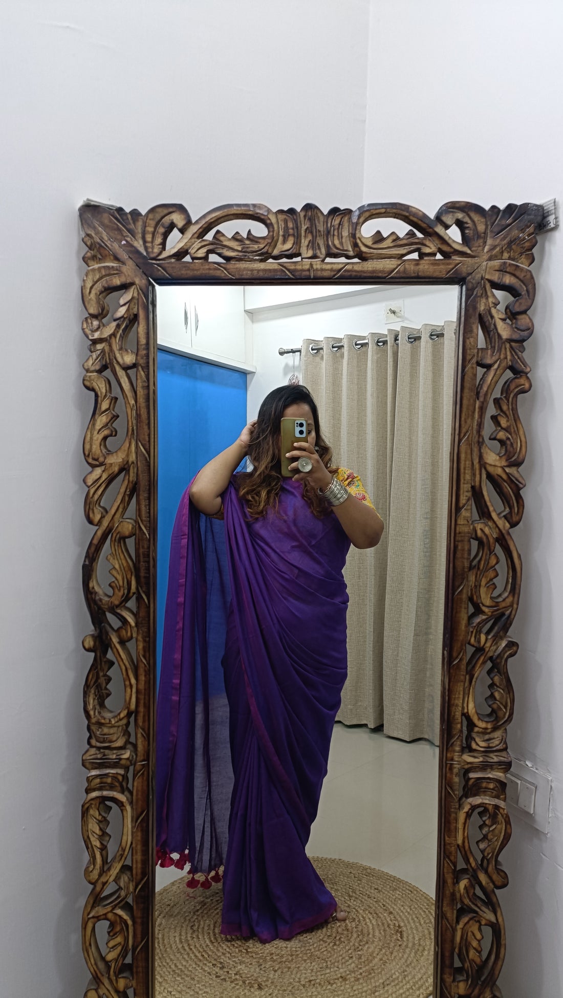 RangDhaaga purple Cotton saree