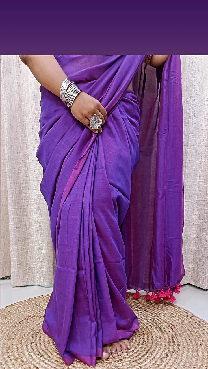 RangDhaaga purple Cotton saree