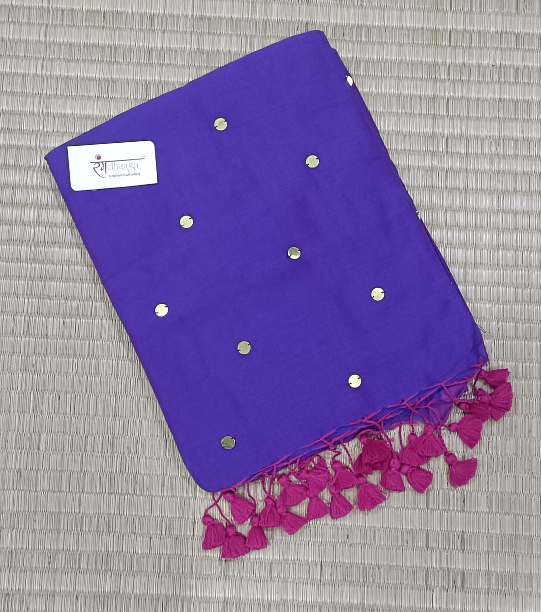 RangDhaaga purple Sequence mul cotton saree