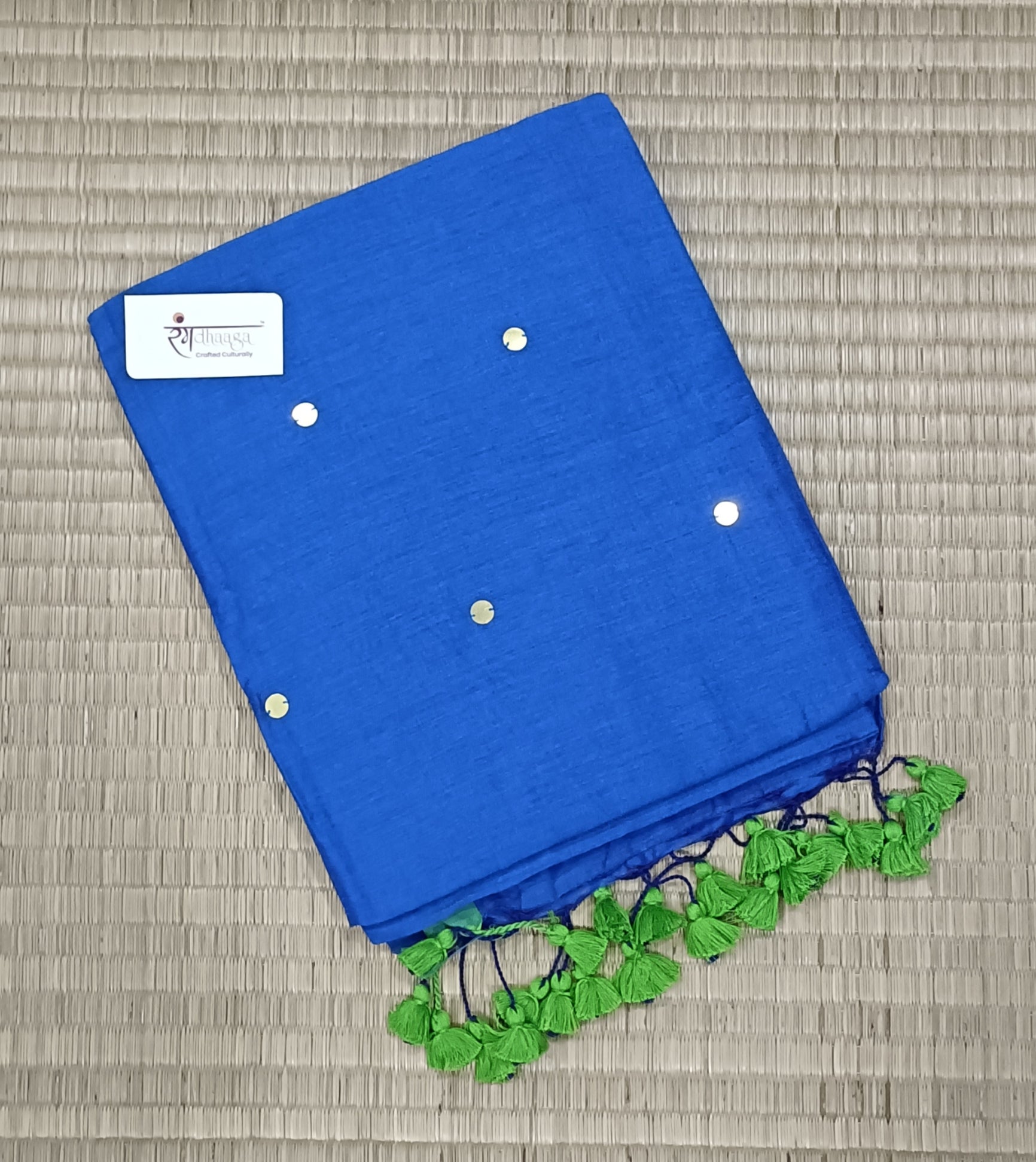 RangDhaaga Blue sequence cotton saree