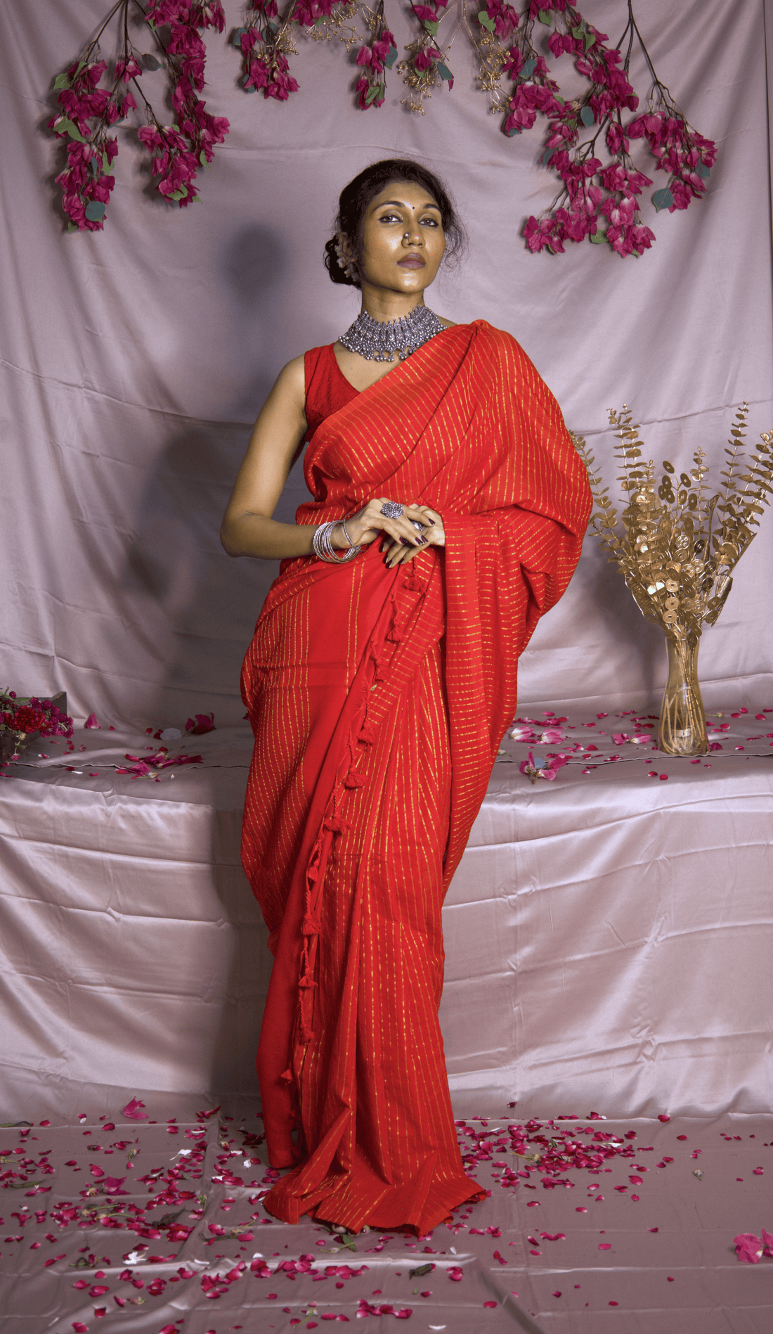 RangDhaaga Lal Ishq Zari Lining Cotton Saree