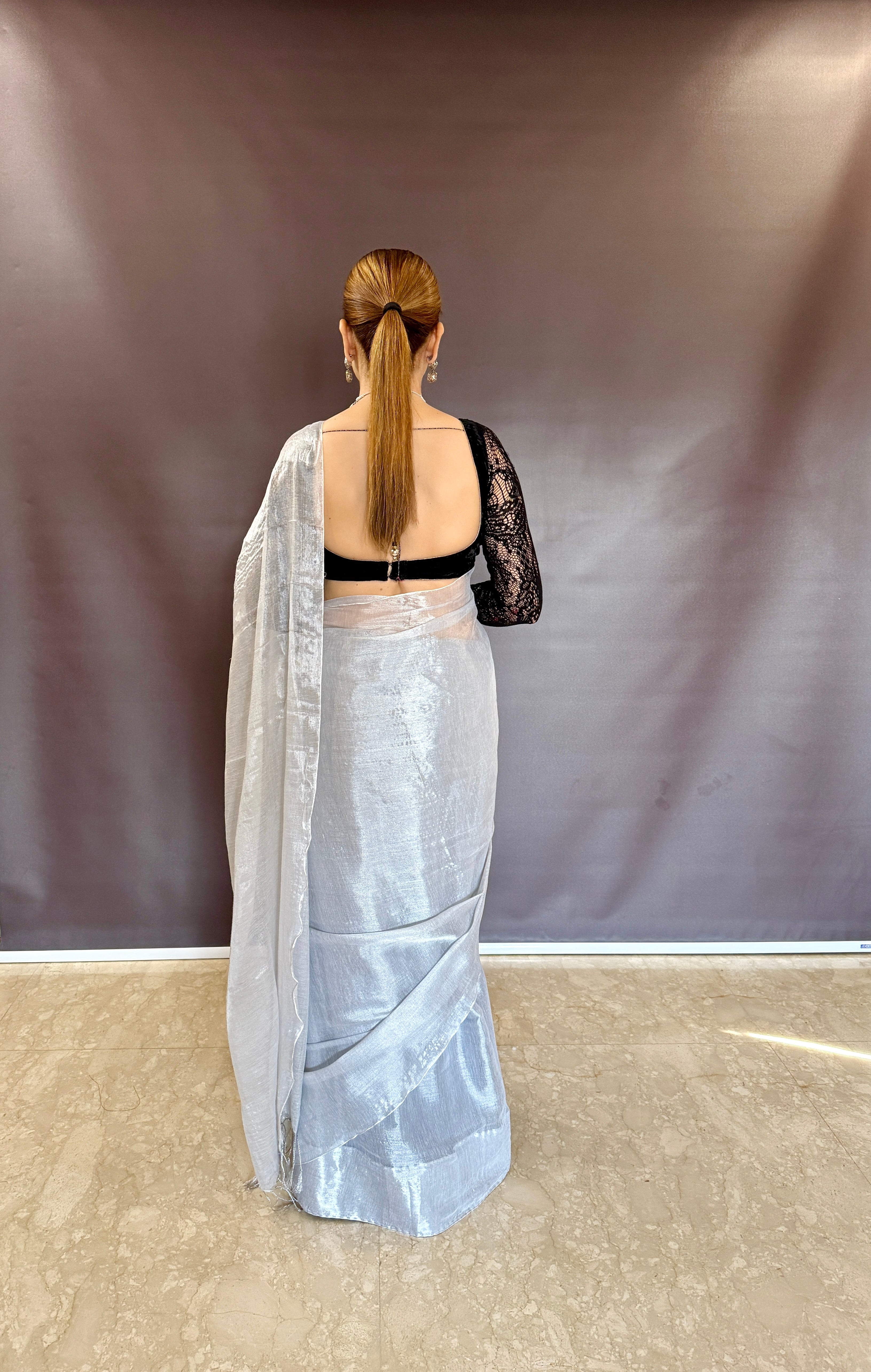 RangDhaaga White Raga Tissue Saree