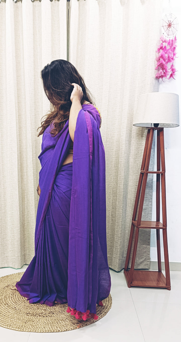 RangDhaaga purple Cotton saree