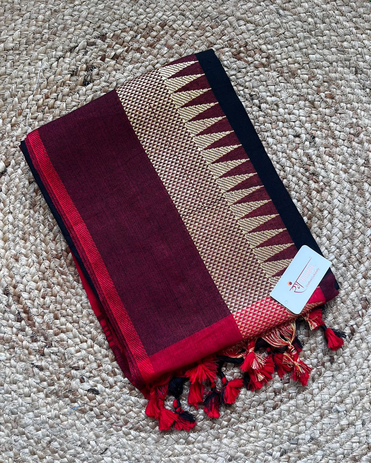 RangDhaaga Multicolour Saree with Temple Border