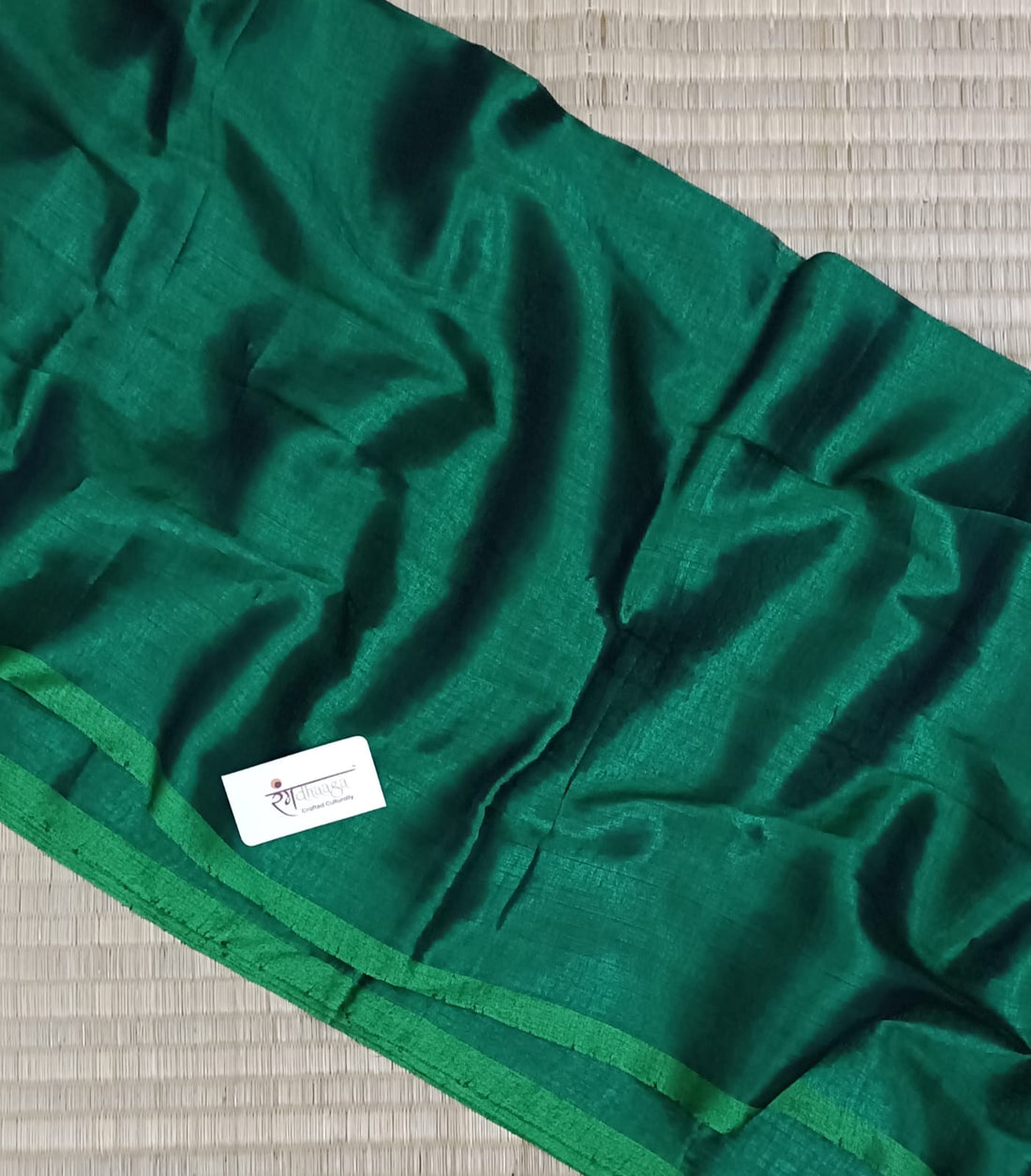 RangDhaaga Dark Green Raga Tissue Saree