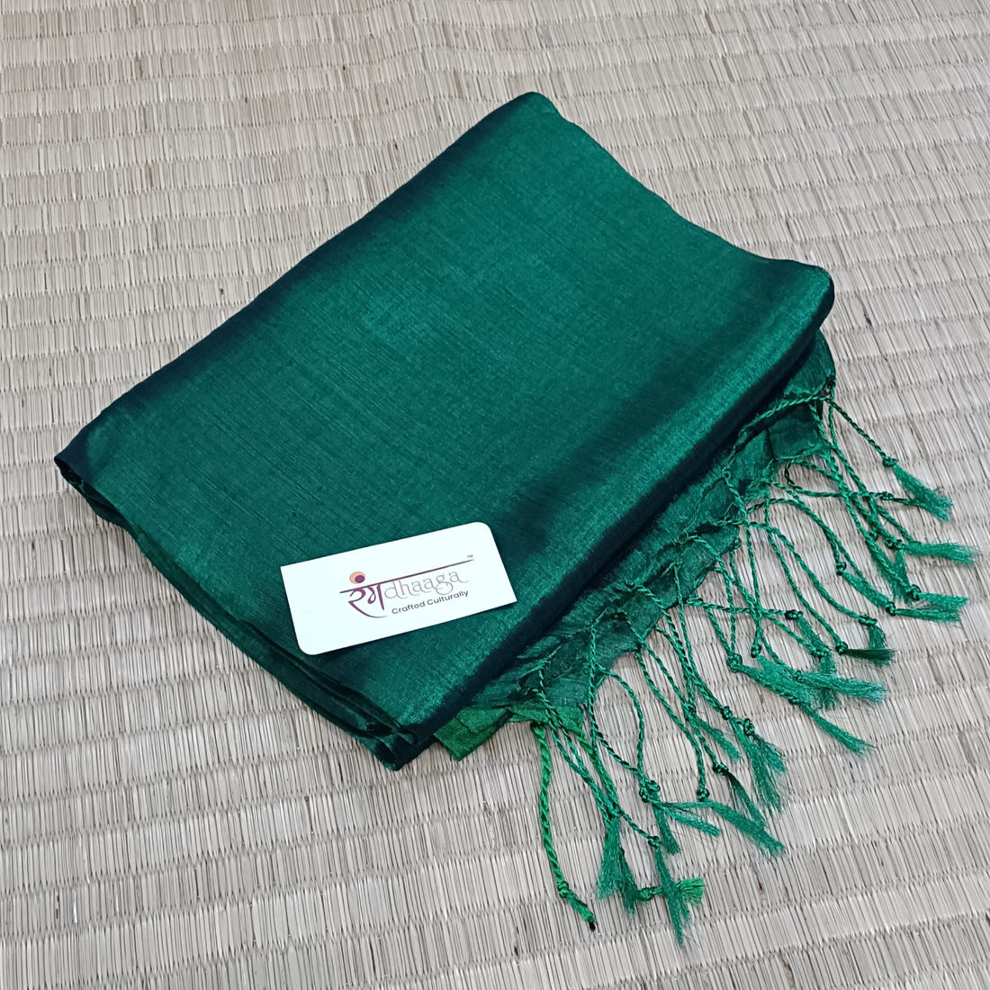 RangDhaaga Dark Green Raga Tissue Saree