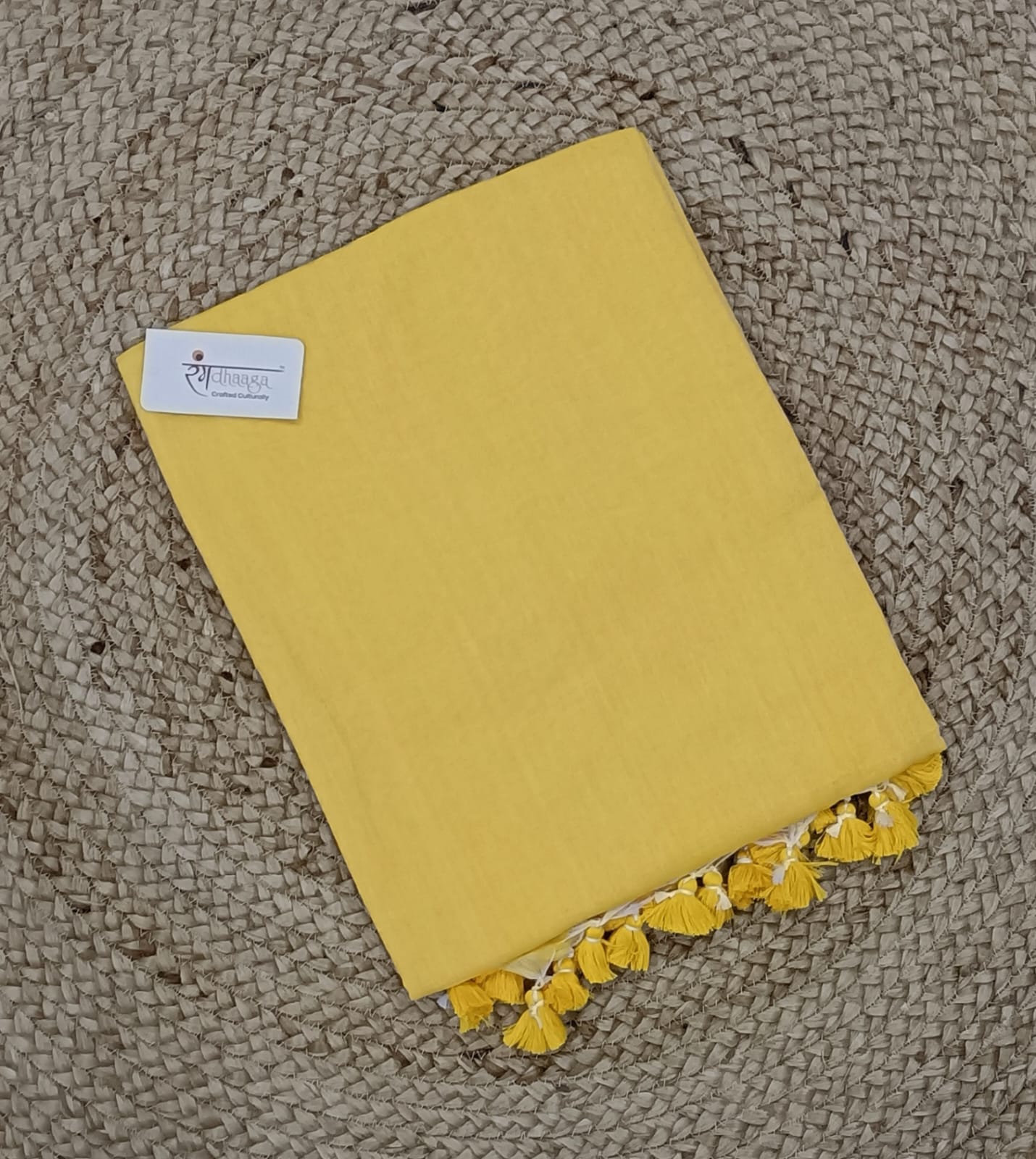 Rangdhaaga Yellow Cotton Saree With Blouse