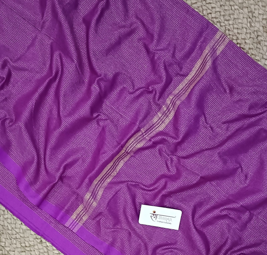 Rangdhaaga purple mini zari lining cotton saree