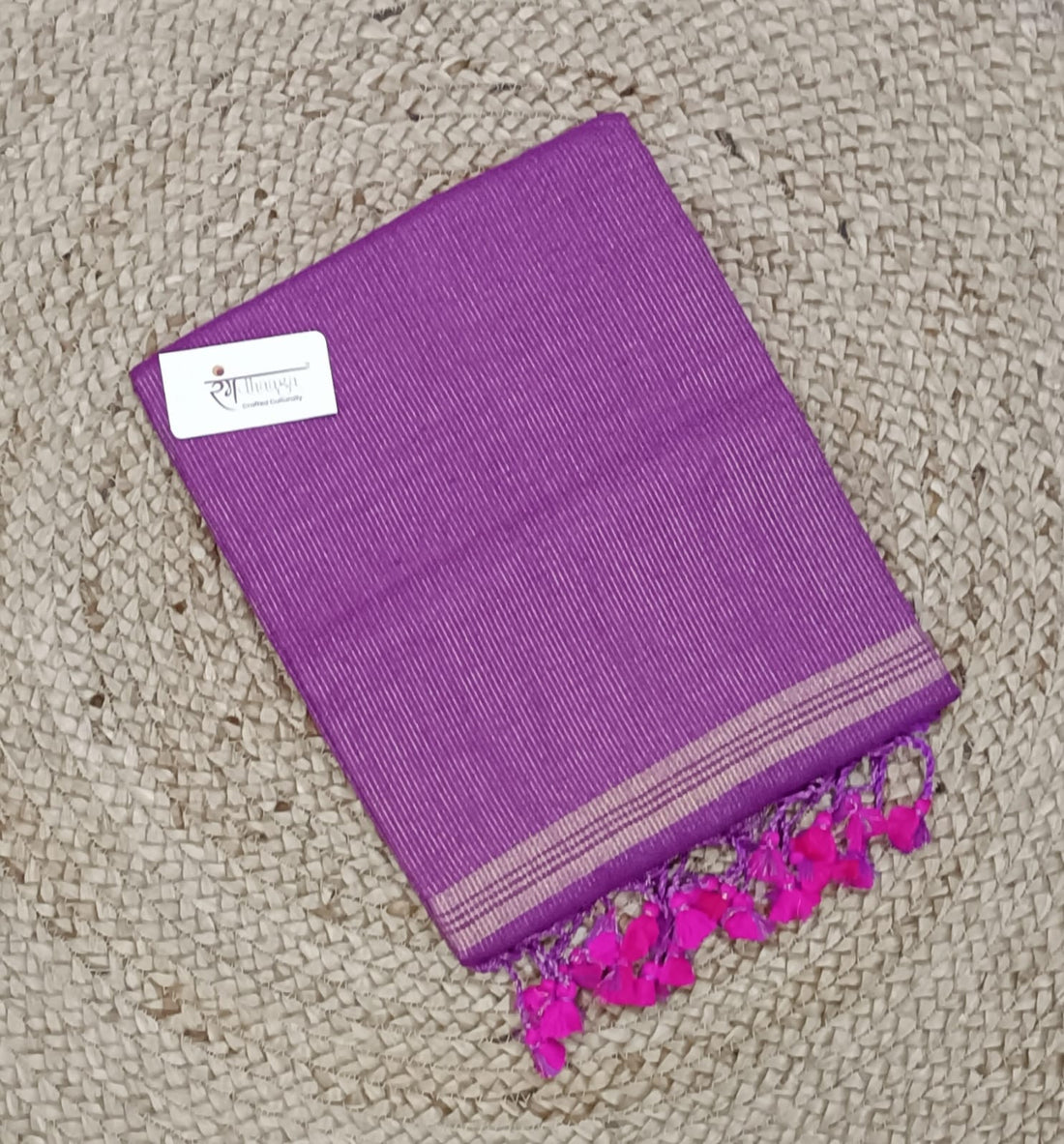 Rangdhaaga purple mini zari lining cotton saree