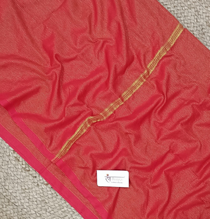 Rangdhaaga Red Mini Zari Lining Cotton Saree