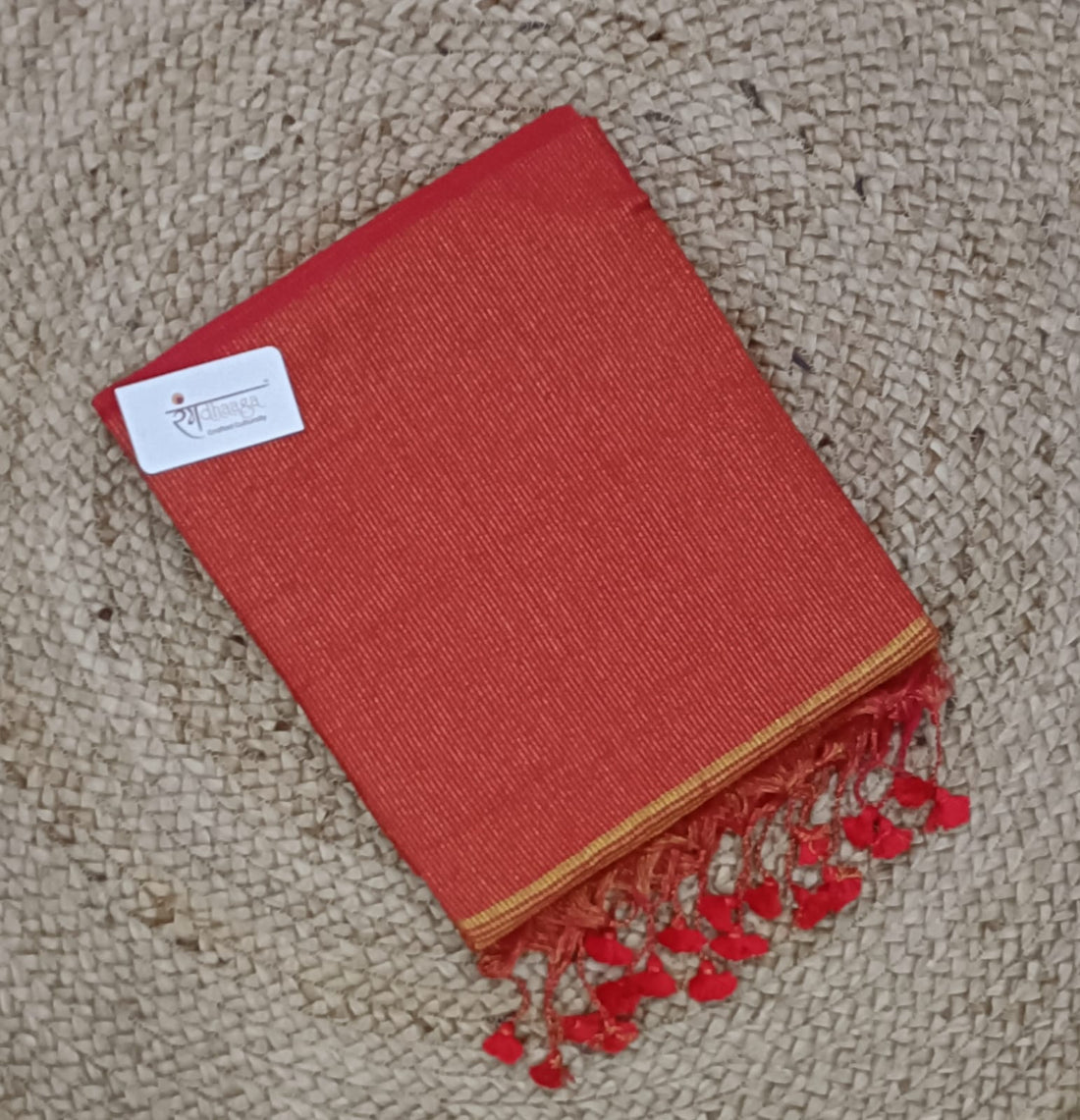 Rangdhaaga Red Mini Zari Lining Cotton Saree