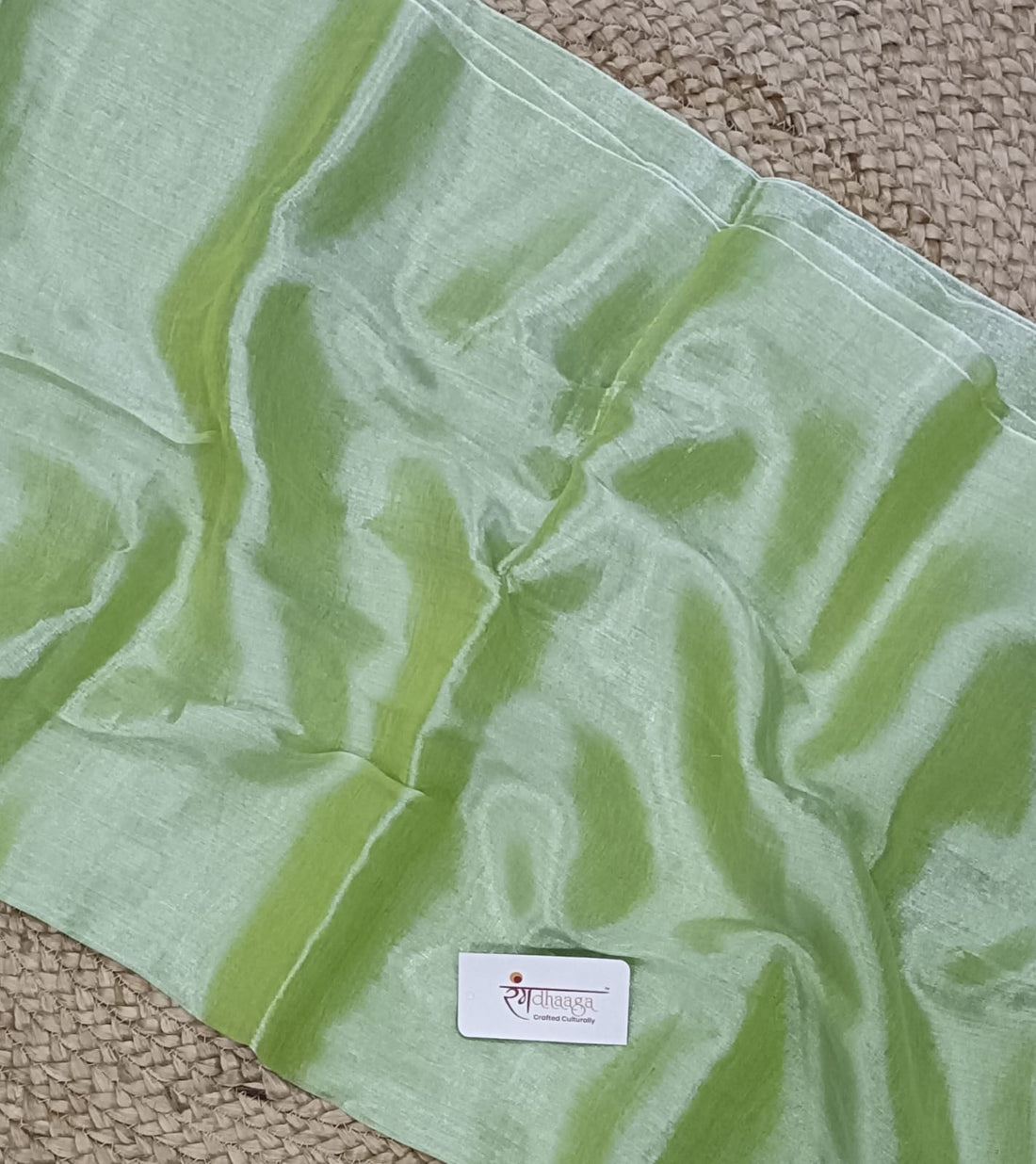 RangDhaaga Pale Green Raga Tissue Saree