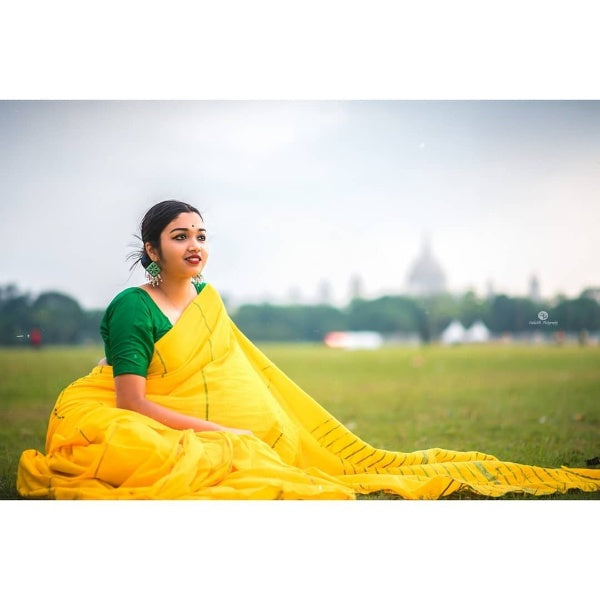 Rangdhaaga Yellow khesh Cotton Saree