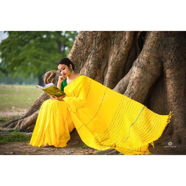 Rangdhaaga Yellow khesh Cotton Saree