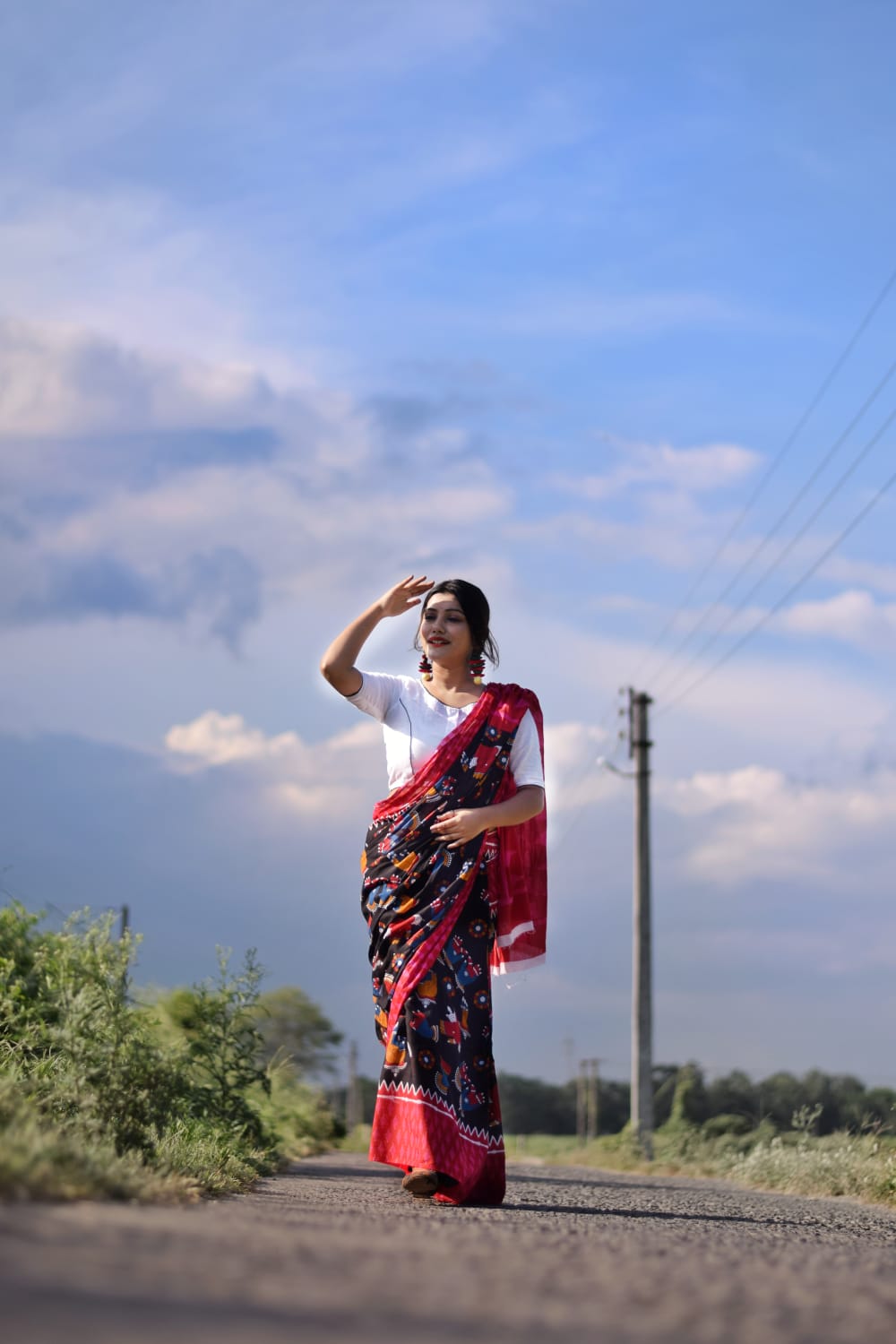 Rangdhaaga  Black Body With Mudras Printed Pure Cotton Saree