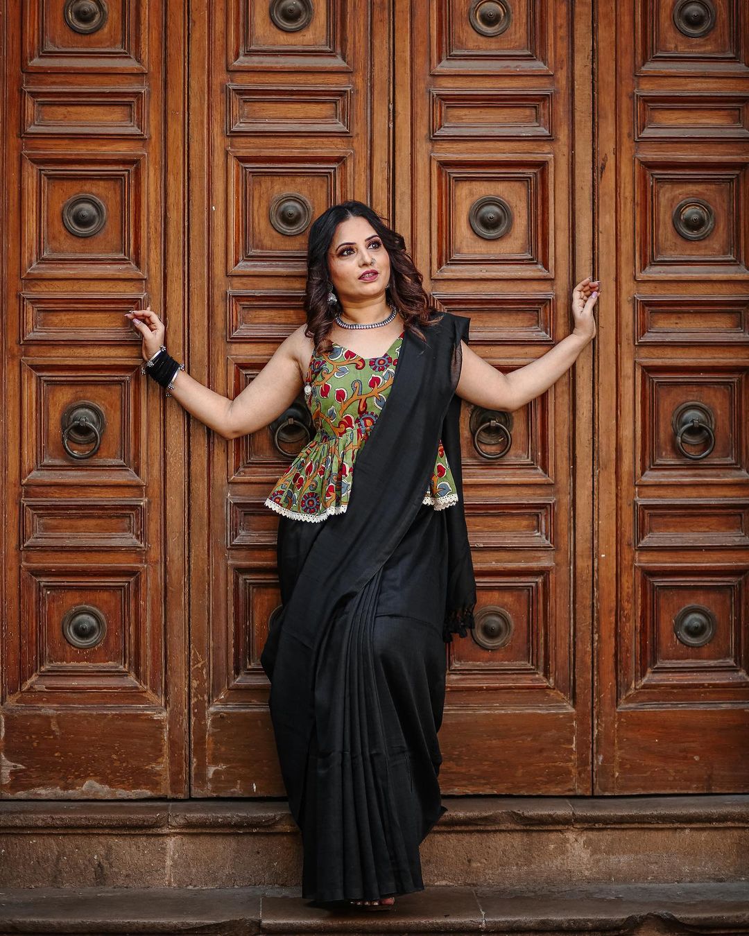 RangDhaaga Black cotton Saree