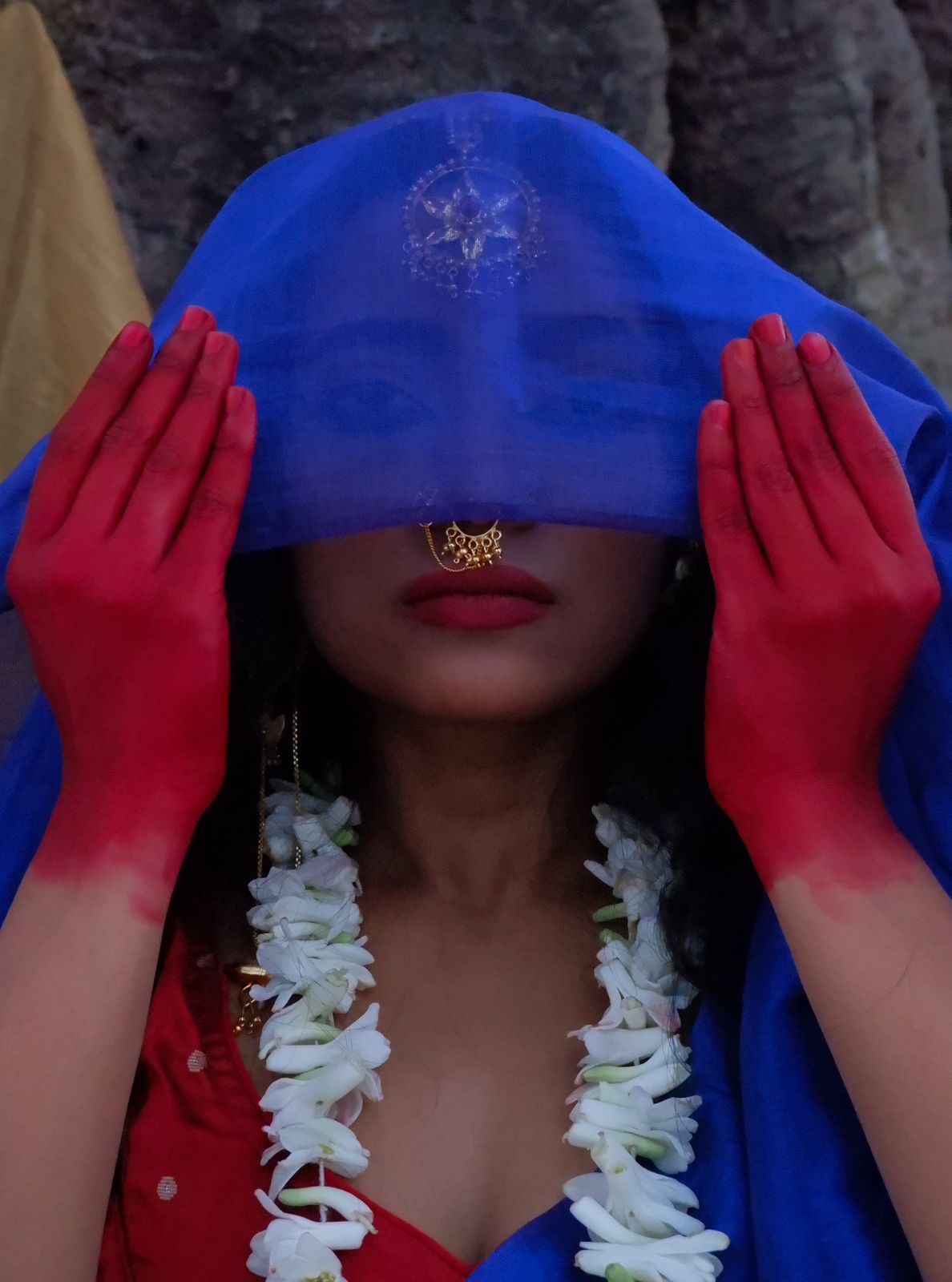 RangDhaaga Royal Blue Raga Tissue Saree