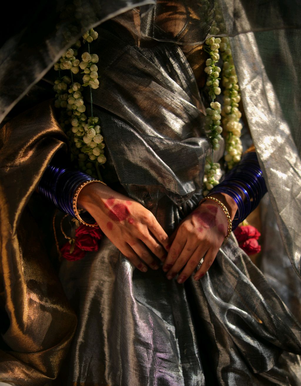 Golden With Silver Raga Tissue Saree