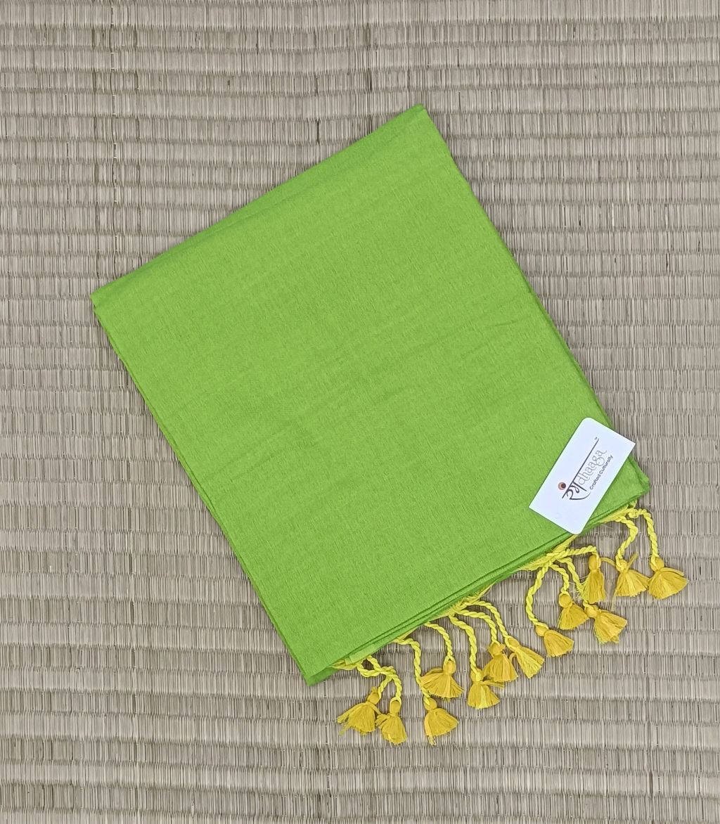 Parrot Green Khadi Cotton Saree