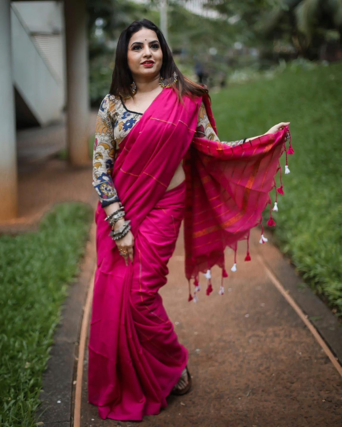 Pink Khesh Cotton Saree