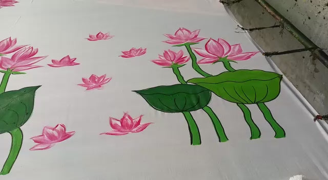 Rangdhaaga Gulaabi Khwaab pichwai hand-painted saree