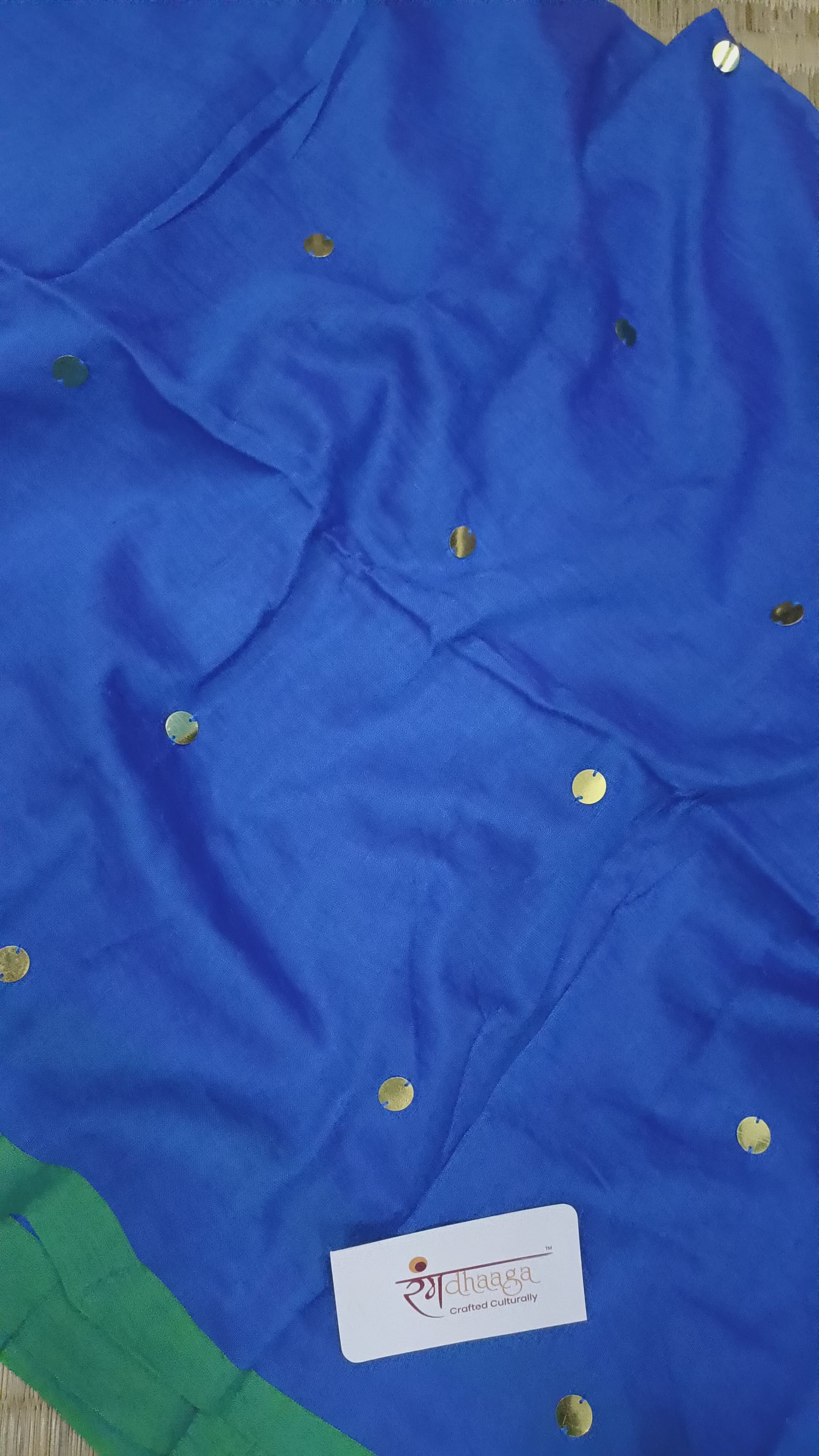 RangDhaaga Blue sequence cotton saree