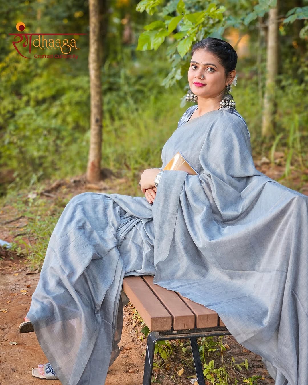 RangDhaaga Grey cotton saree