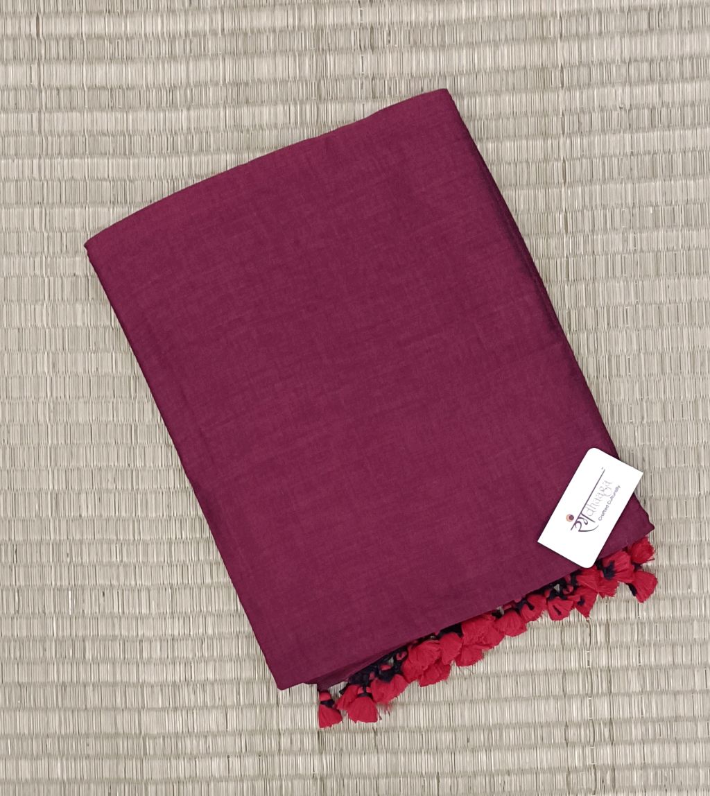 RangDhaaga Maroon Khadi Saree