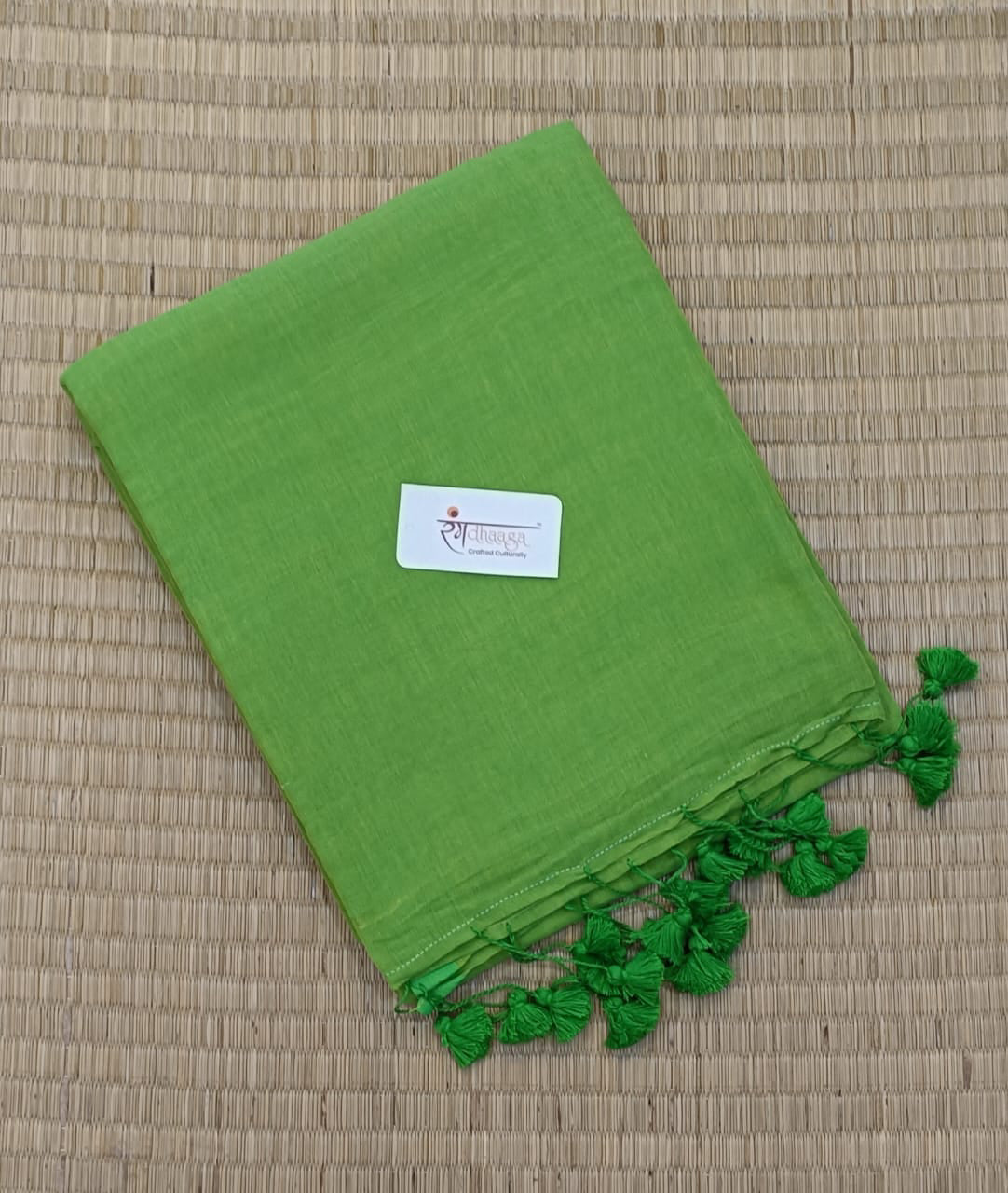 RangDhaaga Parrot Green Khadi Saree