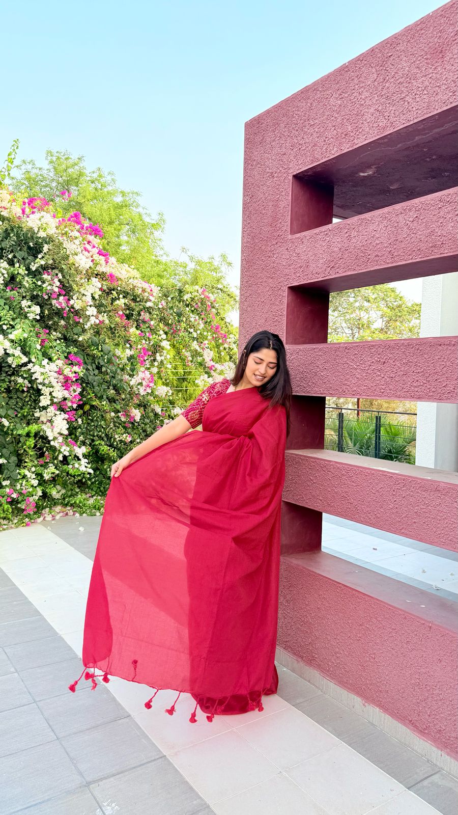 Rangdhaaga Red Cotton Saree