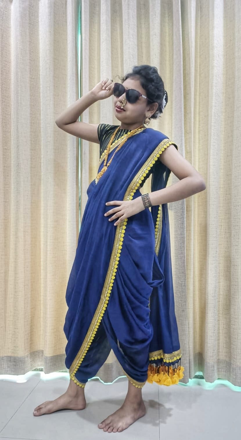 Rangdhaaga Blue Zari Mulmul Cotton Saree by Mrunal