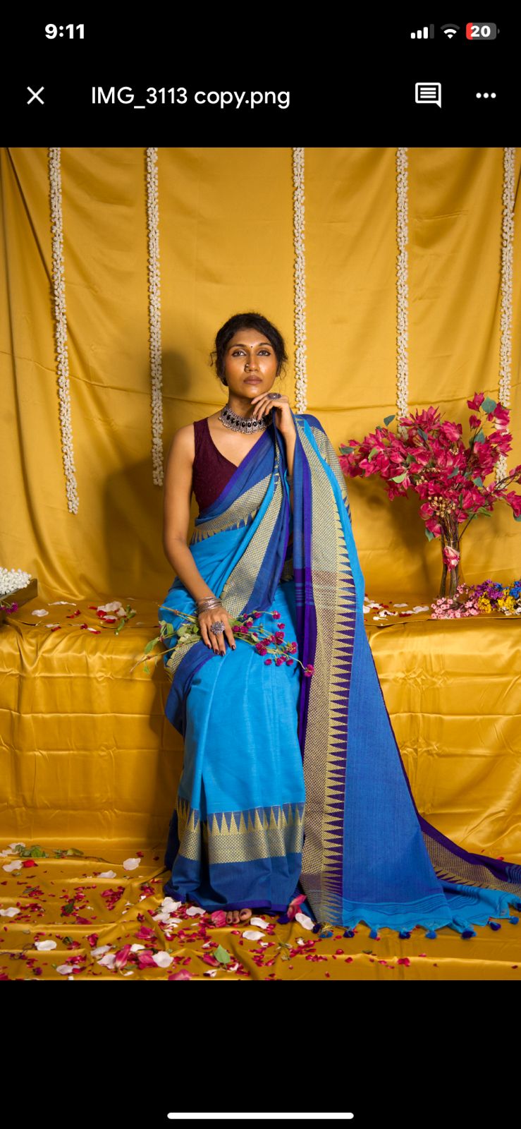 Rangdhaaga Aqua Blue With Navy Blue Temple Border