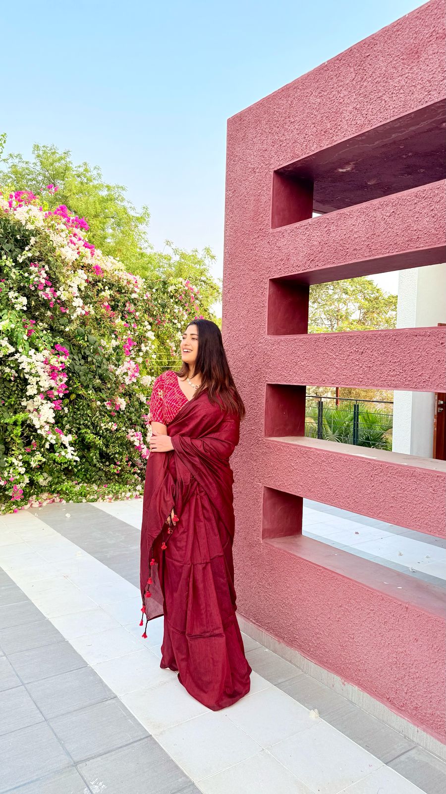 Rangdhaaga Maroon Cotton Saree