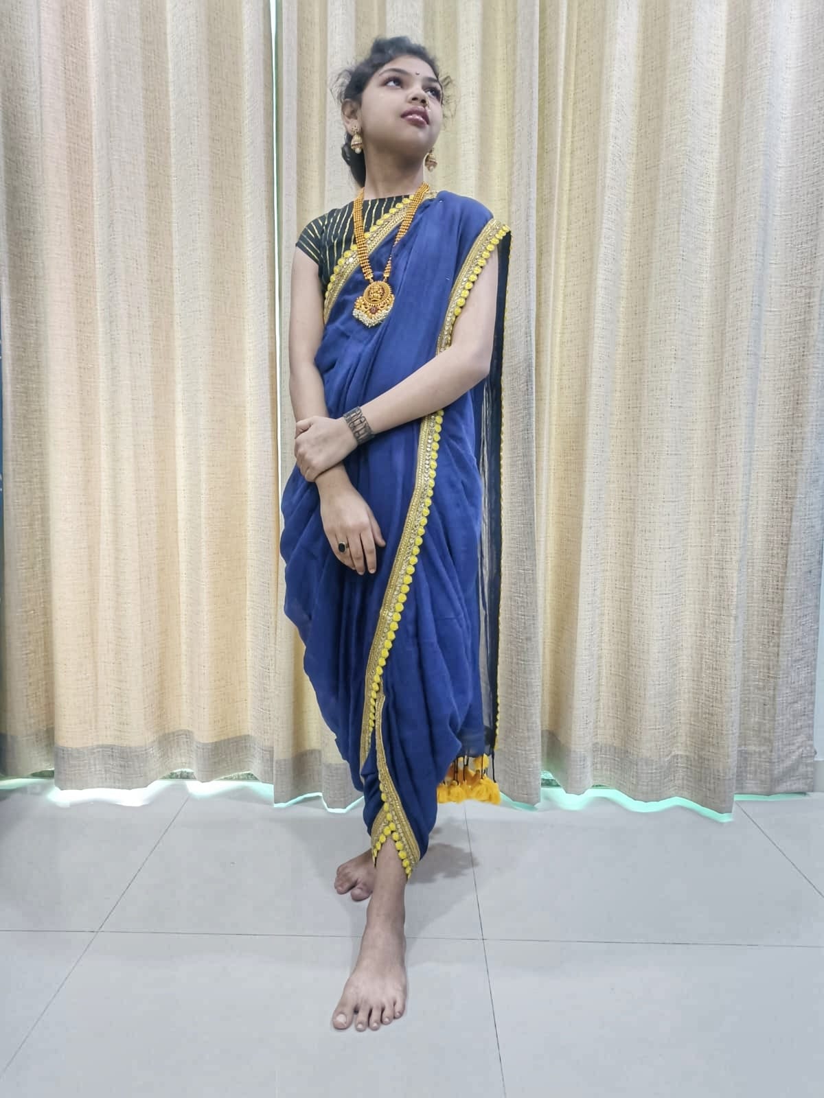 Rangdhaaga Blue Zari Mulmul Cotton Saree by Mrunal