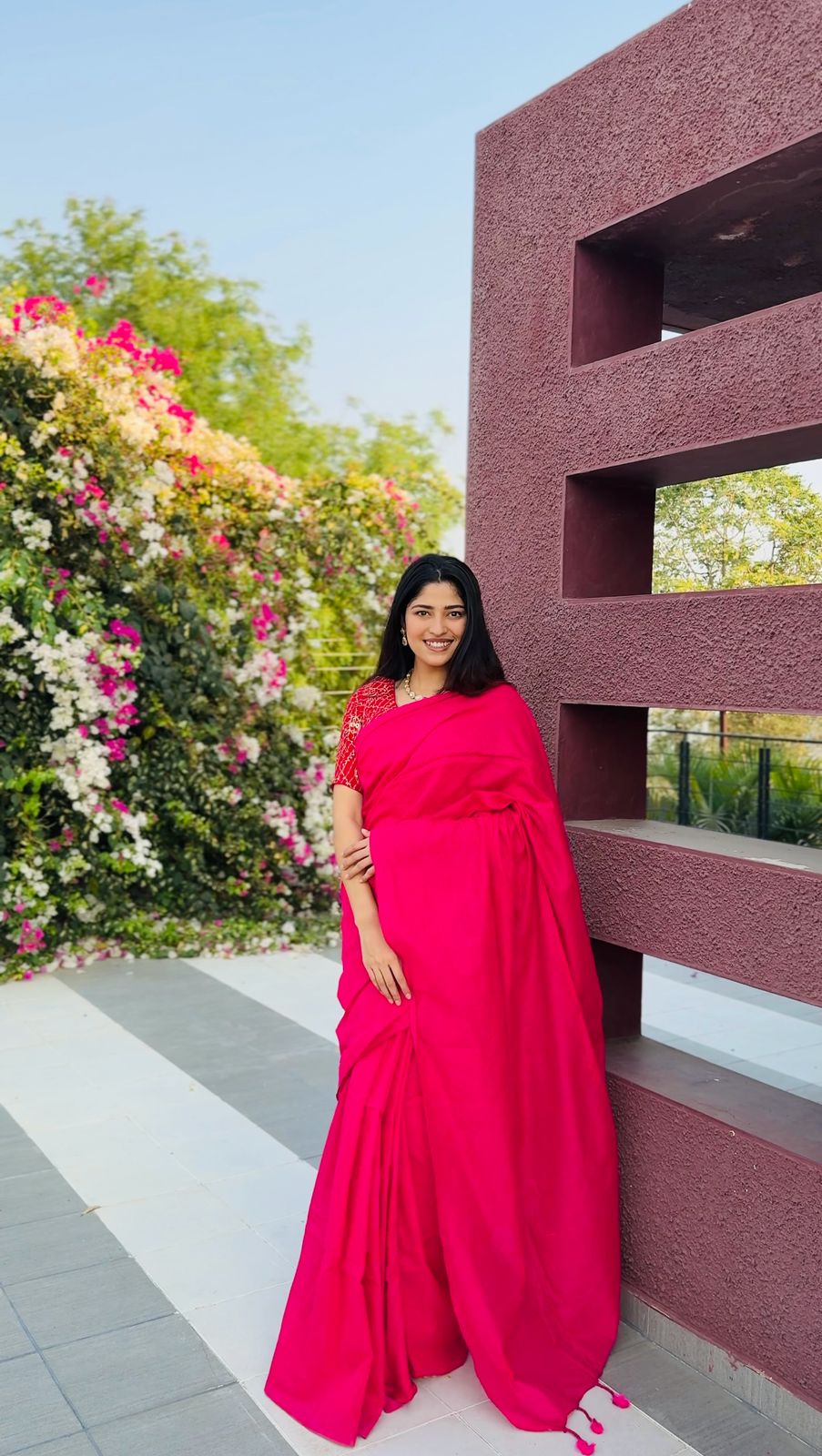 Rangdhaaga Rani pink Cotton Saree