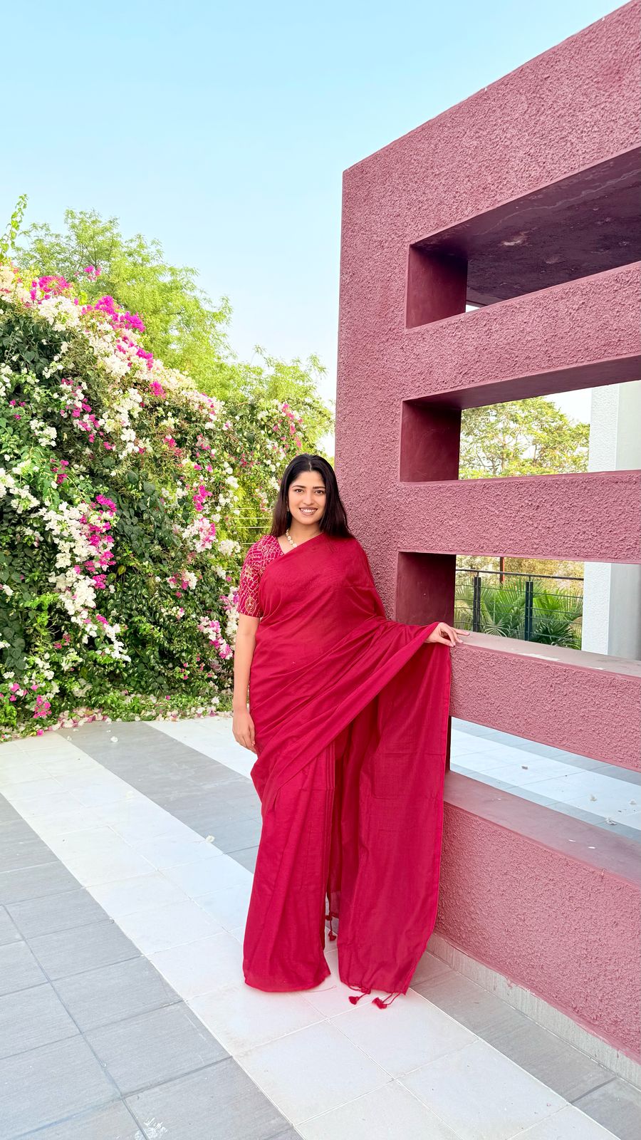 Rangdhaaga Red Cotton Saree